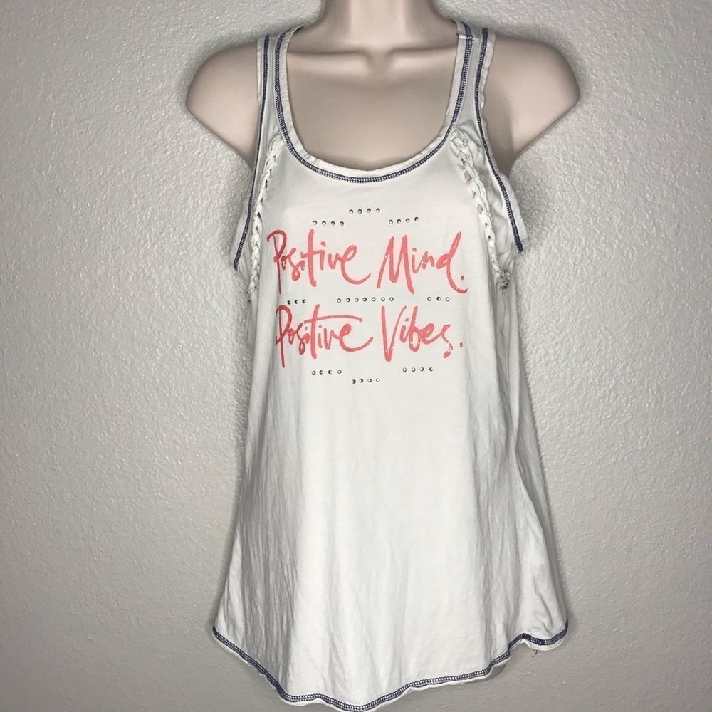 Boho Festival Cotton Tank Top S white positive